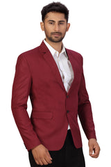 Buy Men's Suiting Fabric  Solid Blazer in Maroon  Online - Zoom In