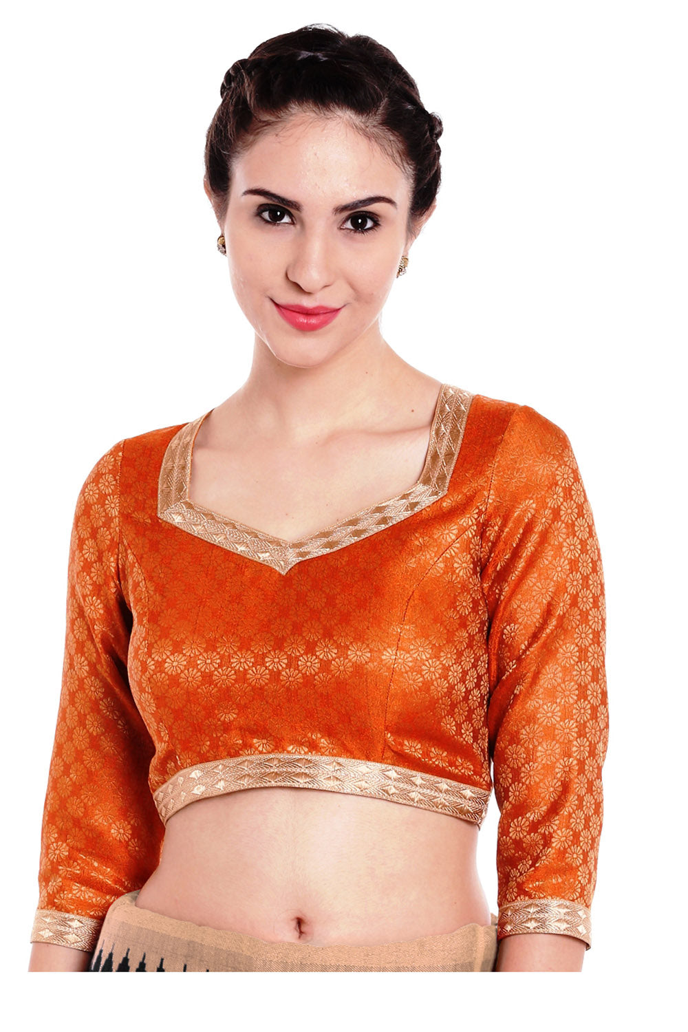 Jacquard Blouse In Orange