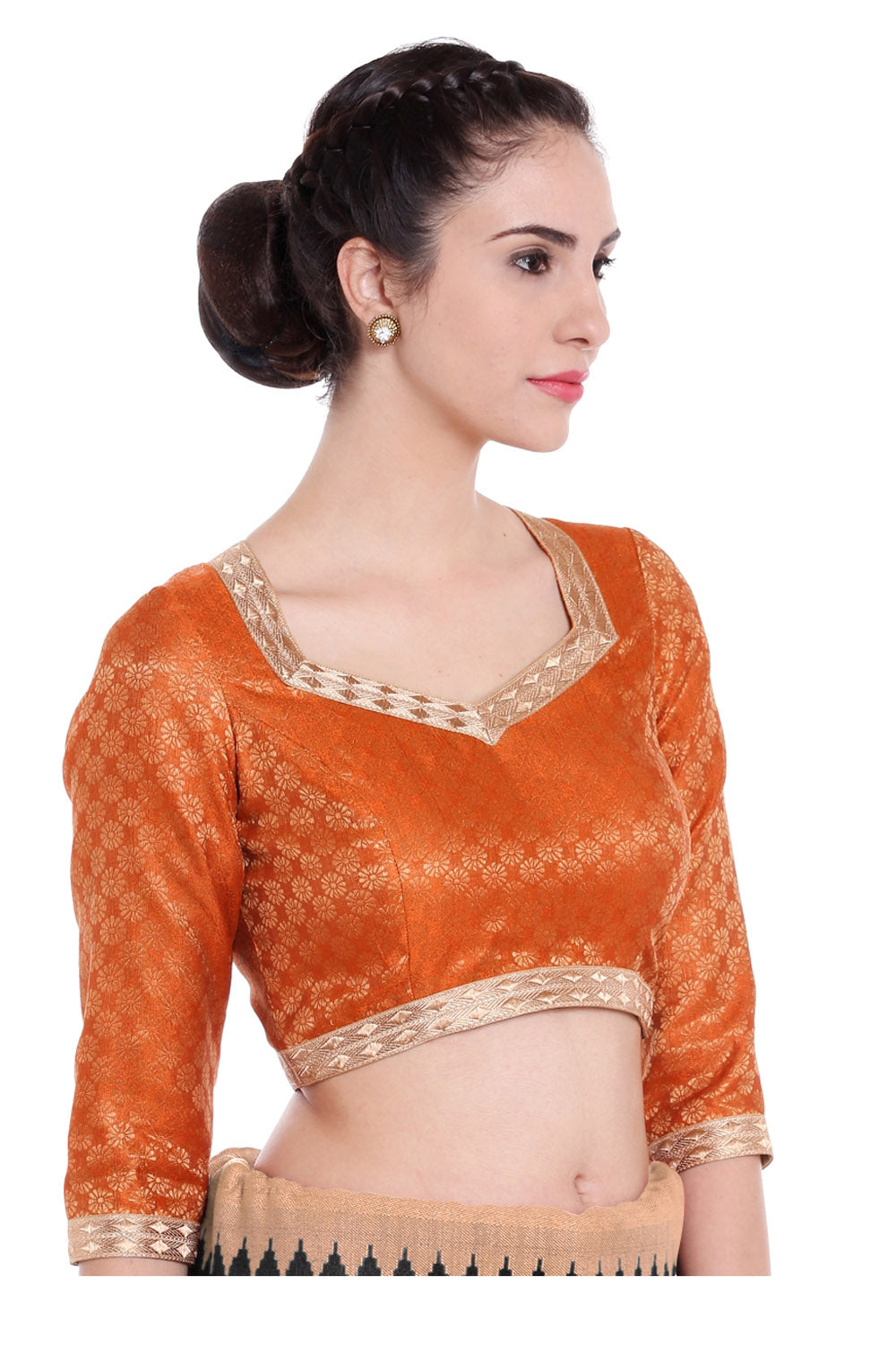 Jacquard Blouse In Orange