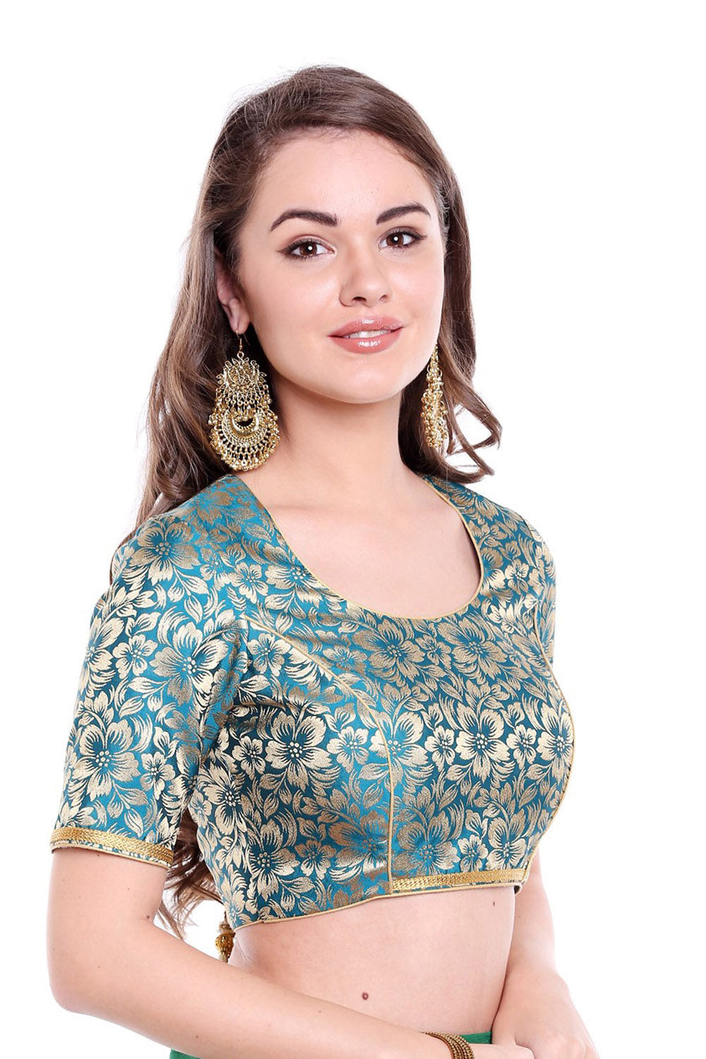 Banarasi Blouse In Turquoise