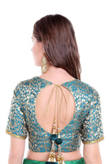 Banarasi Blouse In Turquoise