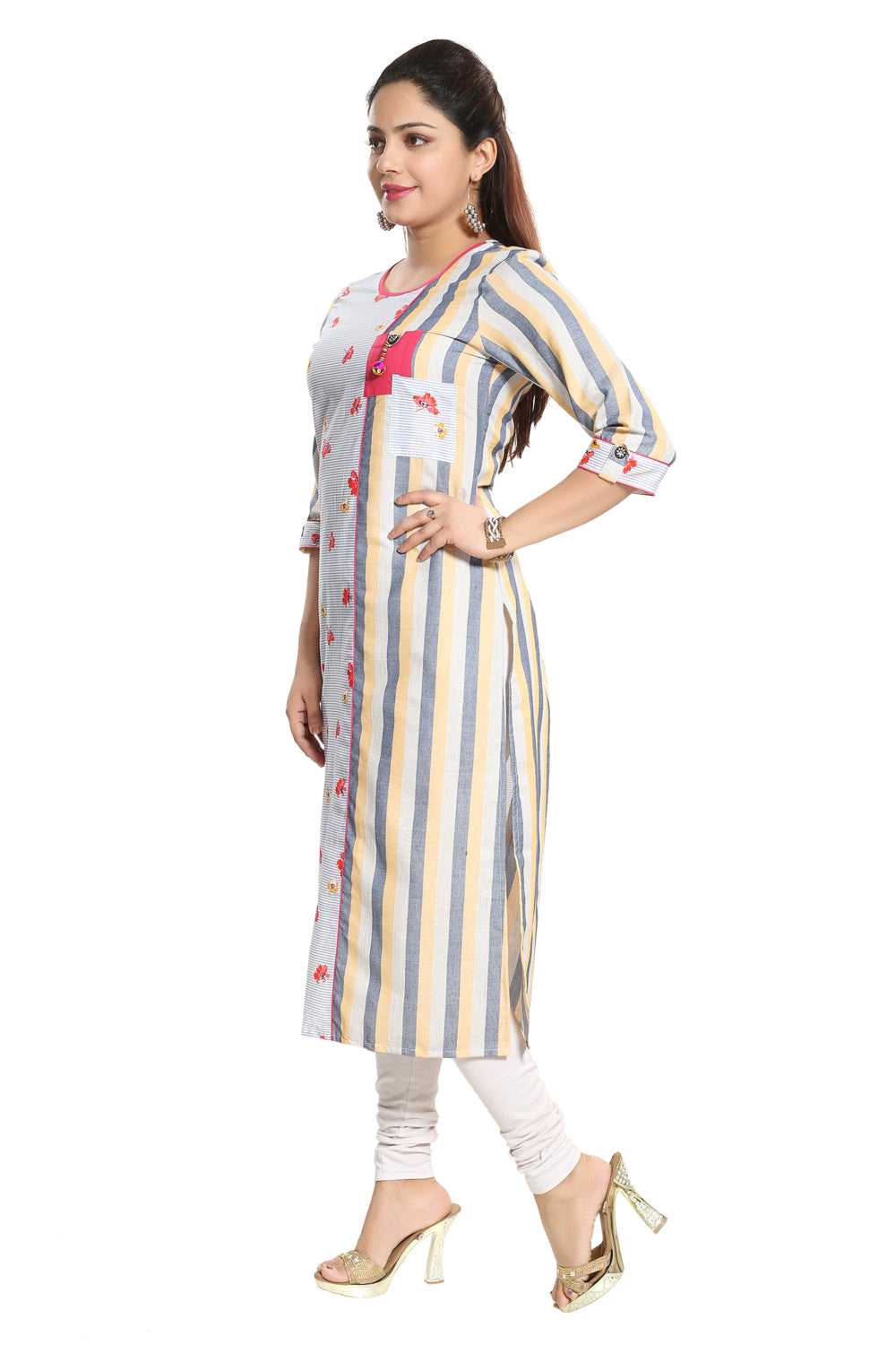 Blended Cotton Kurta Top In White