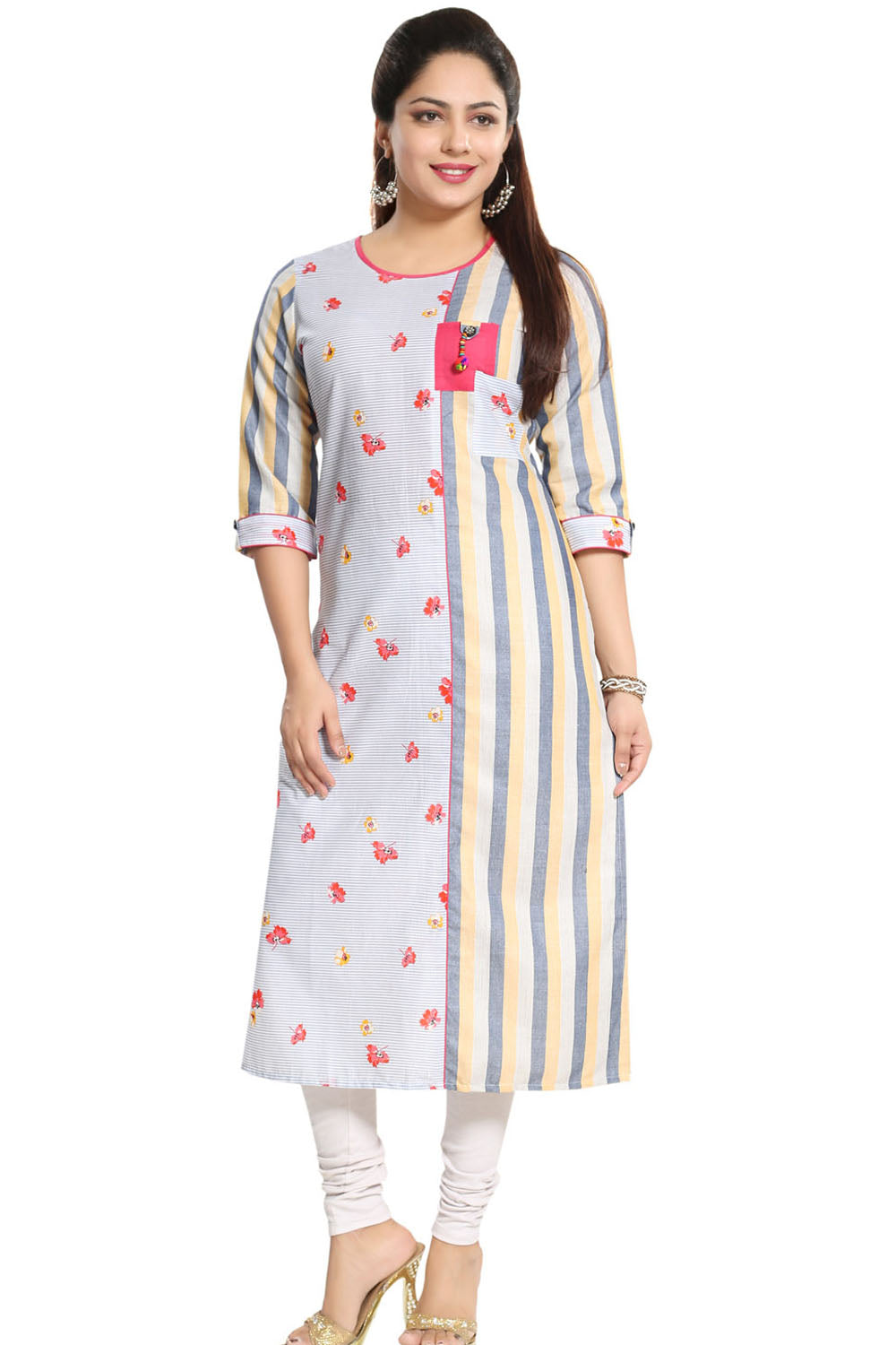 Blended Cotton Kurta Top In White