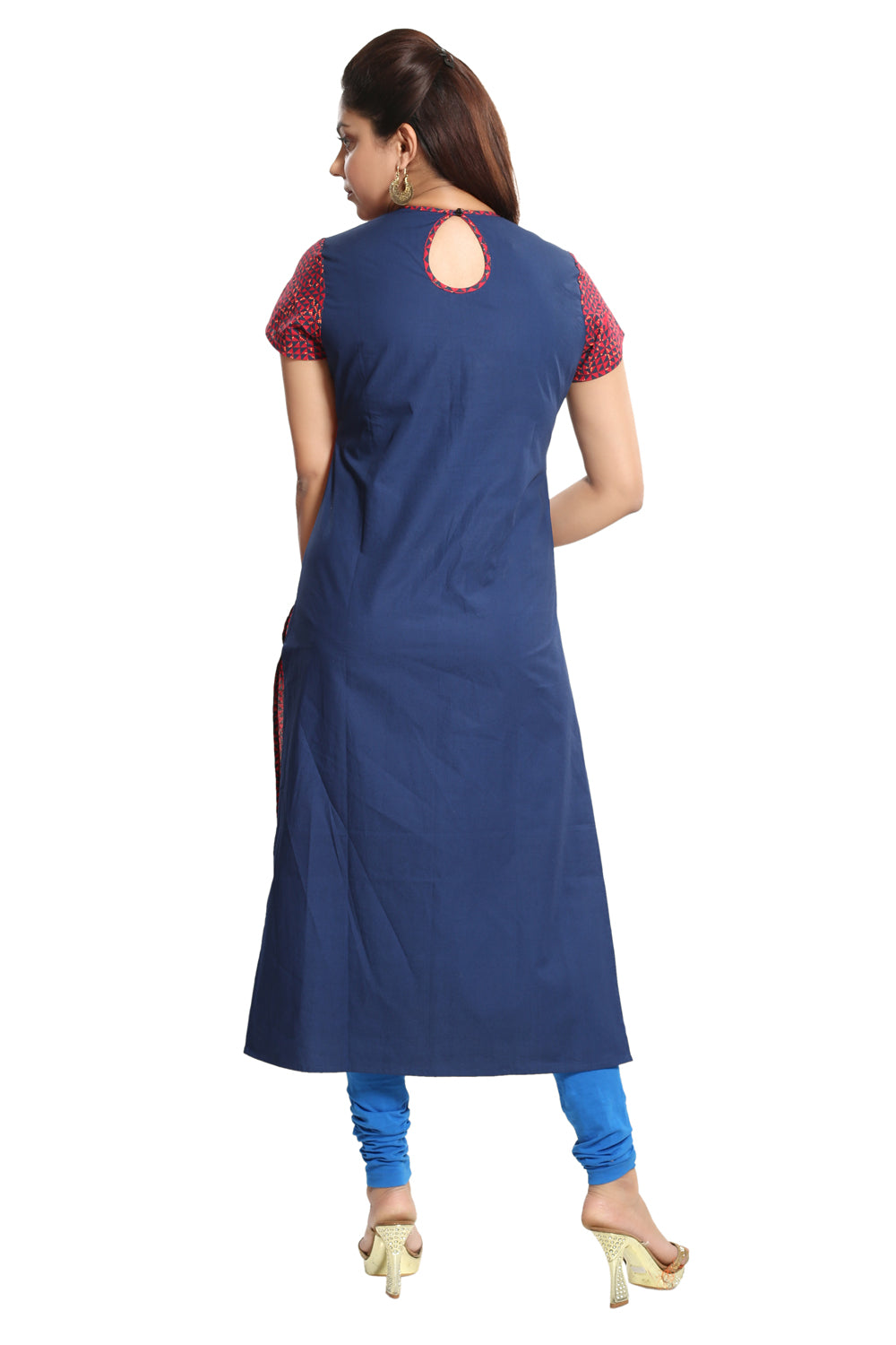 Blended Cotton Kurta Top In Navy Blue