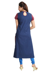 Blended Cotton Kurta Top In Navy Blue