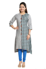 Blended Cotton Kurta Top In Grey