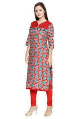 Blended Cotton Kurta Top In Red