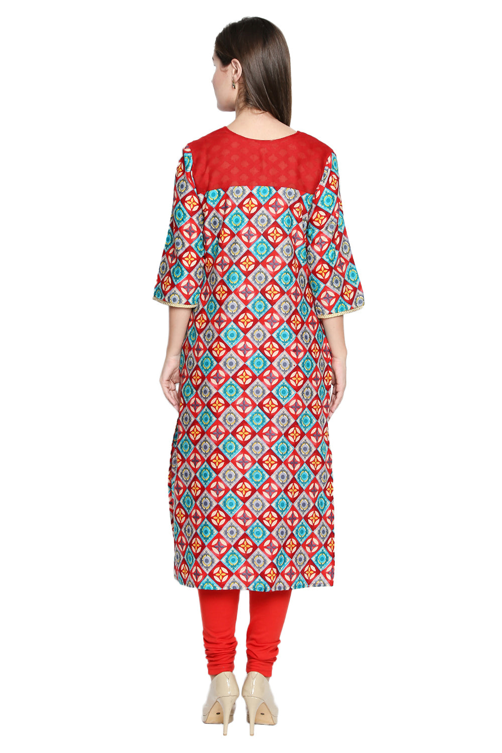 Blended Cotton Kurta Top In Red