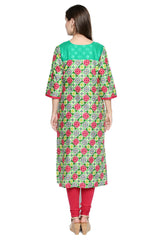 Blended Cotton Kurta Top In Green