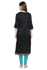 Art Silk Kurta Top in Black - Back