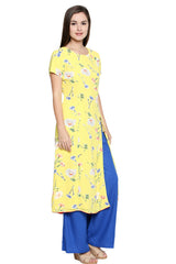 Polyester Kurta Top In Yellow