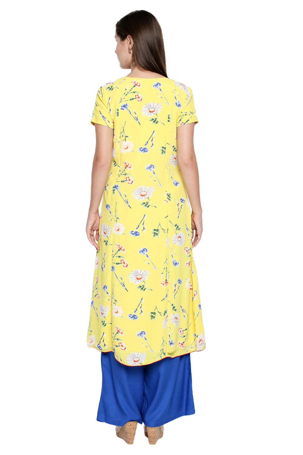 Polyester Kurta Top In Yellow