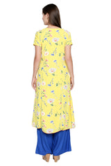 Polyester Kurta Top In Yellow