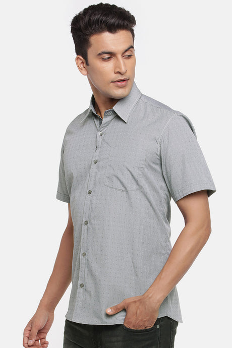 Men's Blended Cotton Shirt in Grey and Black
