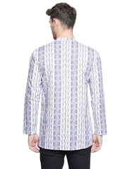 Men's Blended Cotton Short Kurta Top In White