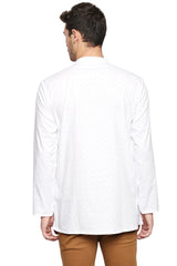 Men's Blended Cotton Short Kurta Top In White