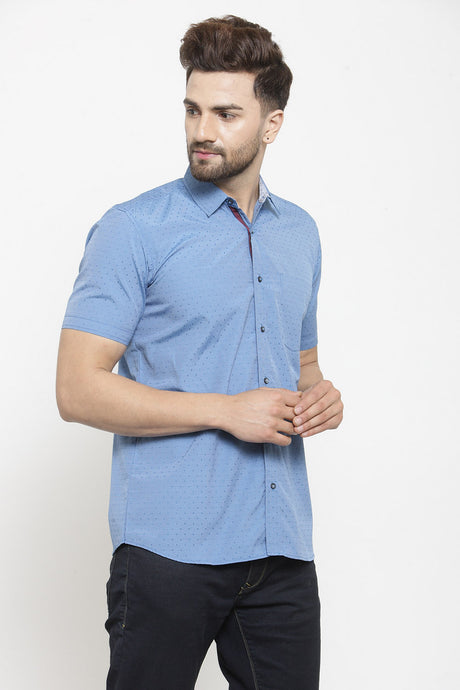 Men's Blended Cotton Shirt In Light Blue