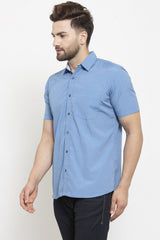 Men's Blended Cotton Shirt In Light Blue