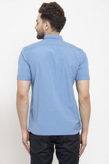 Men's Blended Cotton Shirt In Light Blue