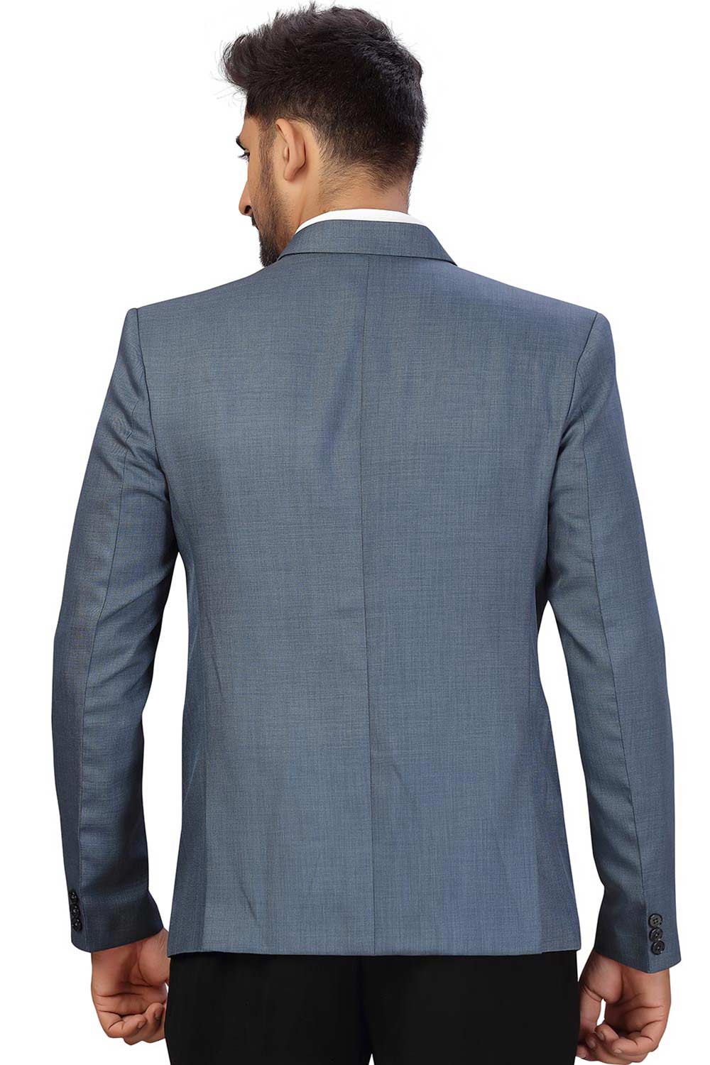 Buy Men's Suiting Fabric  Solid Blazer in Grey Online - Back