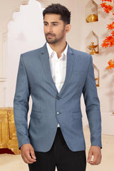 Buy Men's Suiting Fabric  Solid Blazer in Grey Online