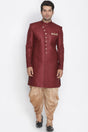 Buy Men's Art Silk  Solid Sherwani Set in Maroon  Online