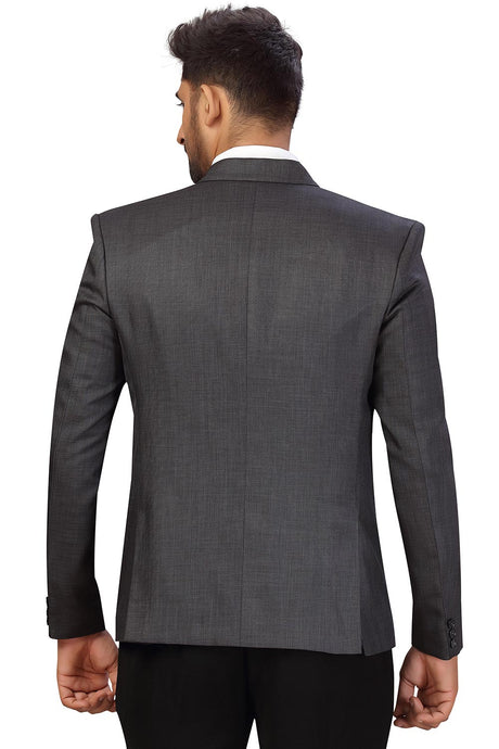 Buy Men's Suiting Fabric  Solid Blazer in Grey Online - Back