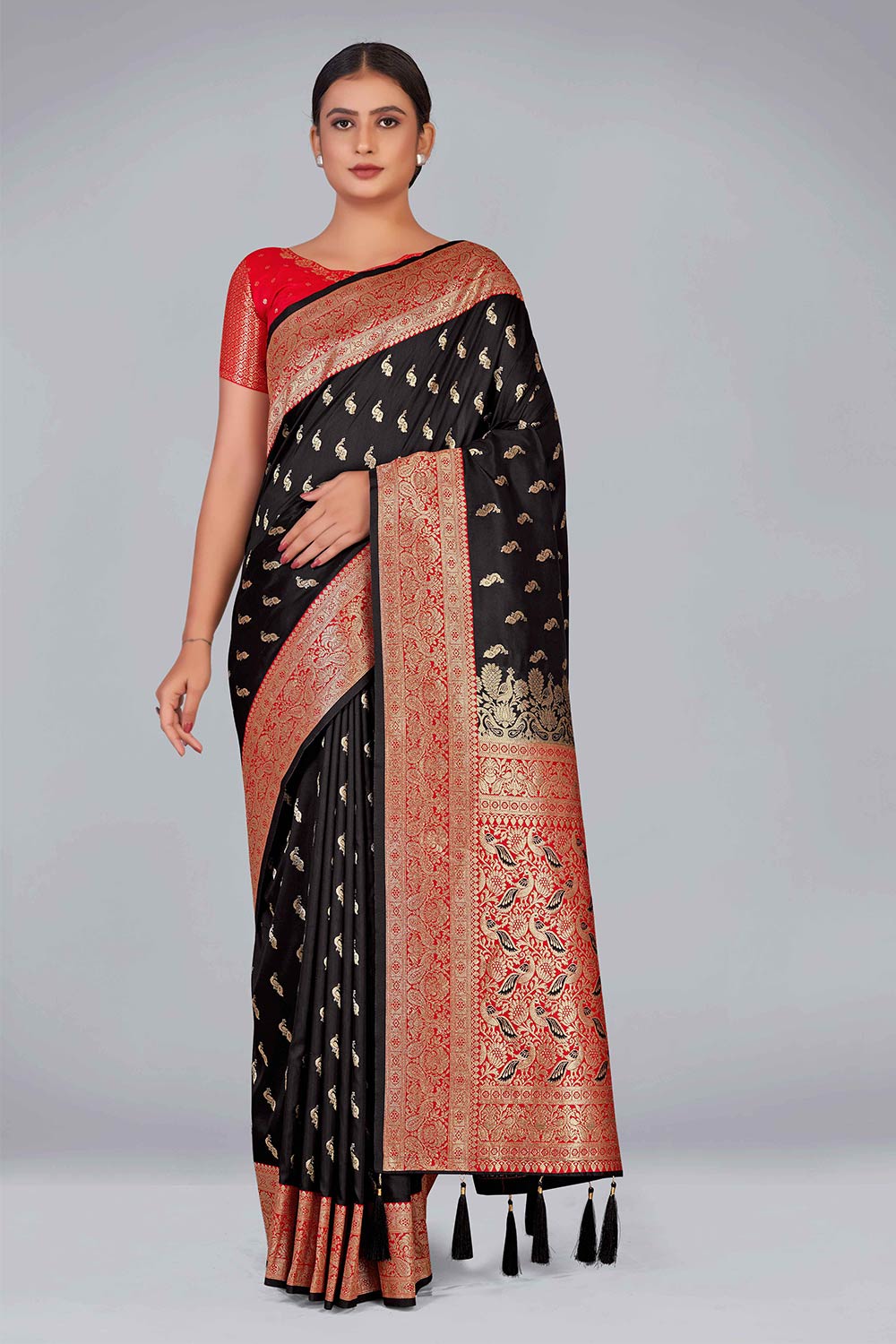 Black Banarasi Silk Zari Woven Saree