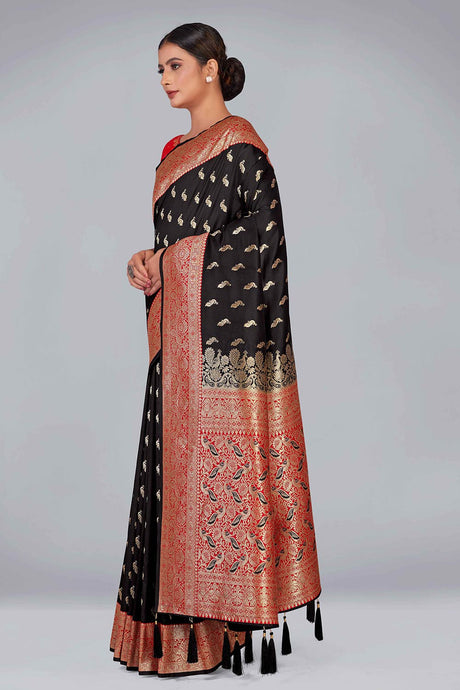 Black Banarasi Silk Zari Woven Saree