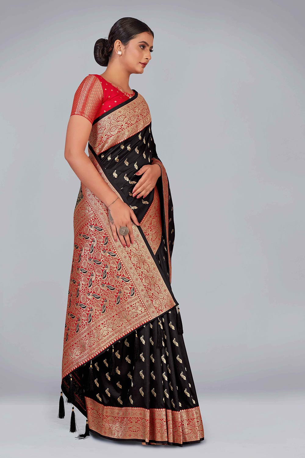 Black Banarasi Silk Zari Woven Saree