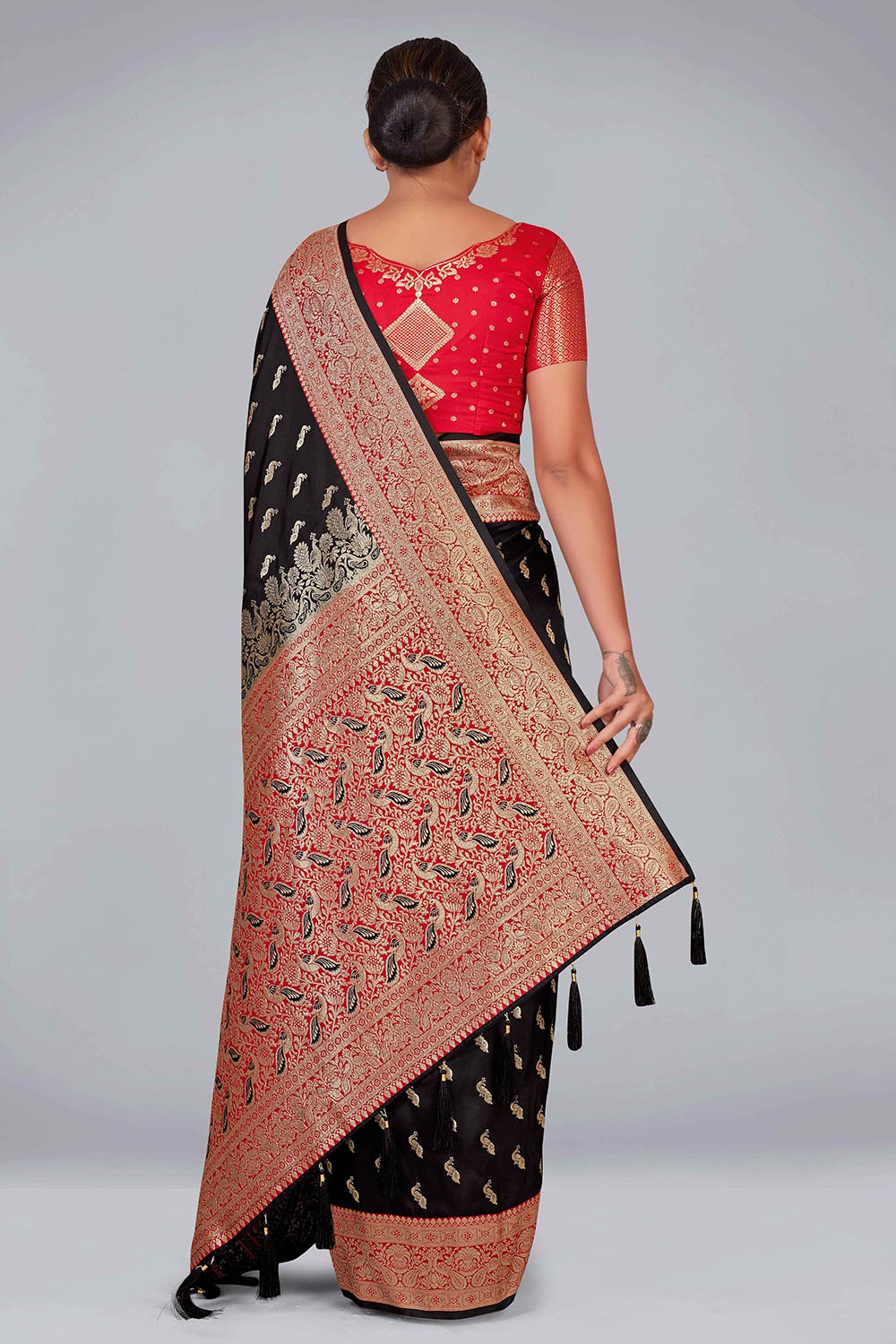 Black Banarasi Silk Zari Woven Saree