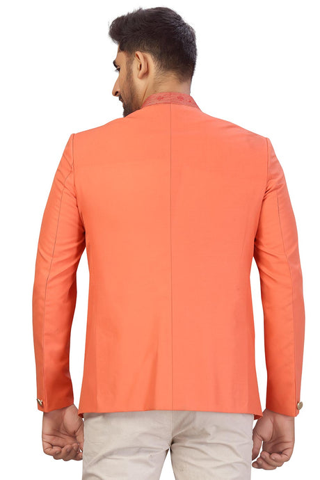 Buy Men's Suiting Fabric  Solid Jodhpuri in Dark Peach  Online - Back