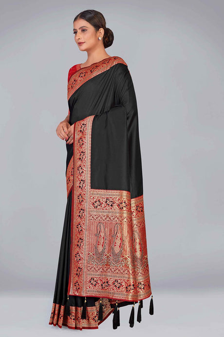 Black Art Silk Zari Woven Saree