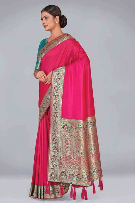 Pink Banarasi Silk Zari Woven Saree