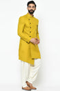 Buy Men's Art Silk  Solid Sherwani Set in Yellow  Online