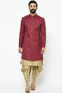 Buy Men's Art Silk  Solid Sherwani Set in Maroon  Online