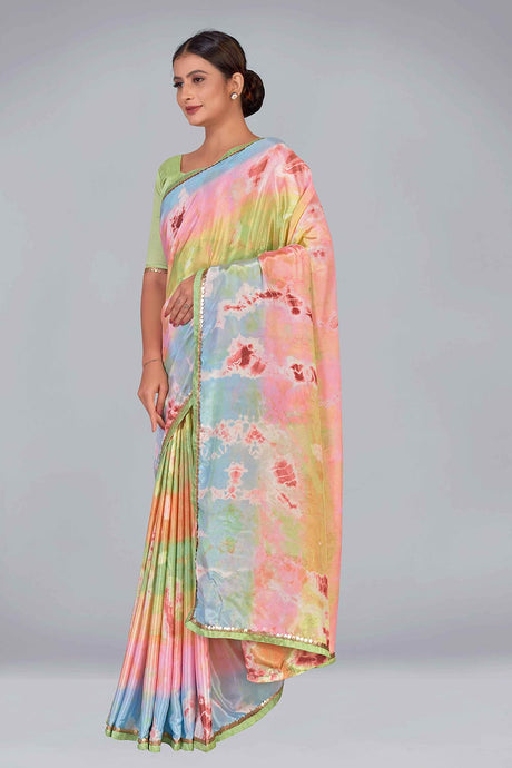 Multicolor Silk Printed Saree