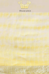 Buy Linen Tie Dye Saree in Yellow Online - Zoom Out