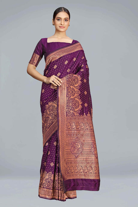 Purple Silk Zari Woven Saree