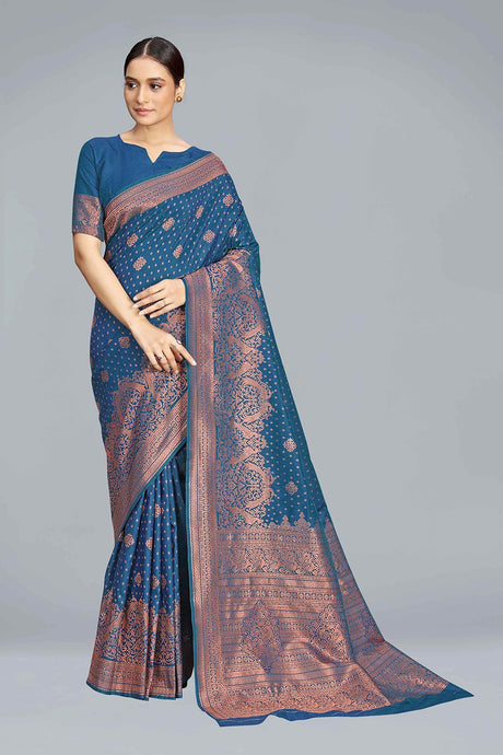 Cobalt Blue Banarasi Silk Zari Woven Saree