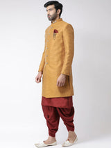 Maroon Art Silk Semi Indo Kurta Patiala