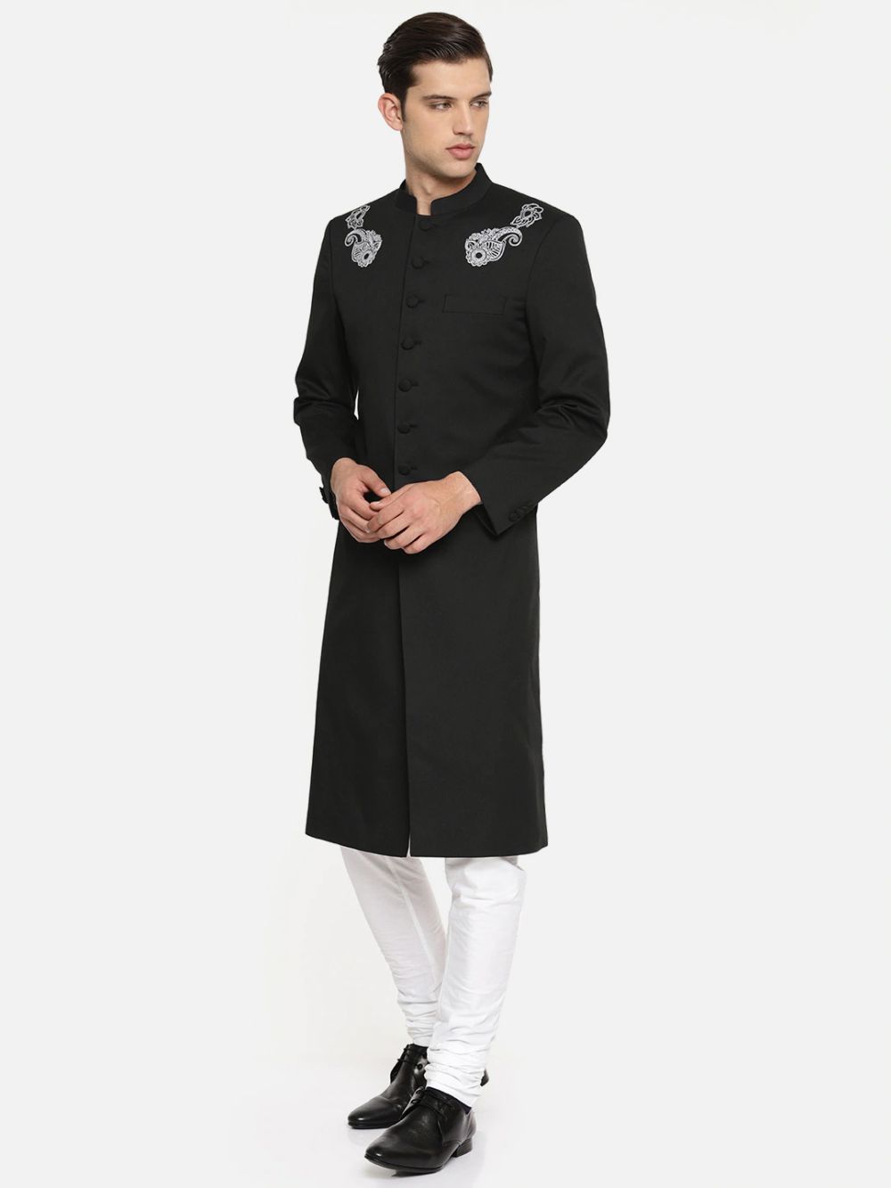 Black Linen Cotton0 Semi Indo Churidar