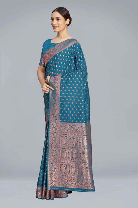 Cobalt Blue Banarasi Silk Zari Woven Saree