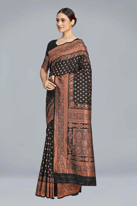 Black Banarasi Silk Zari Woven Saree