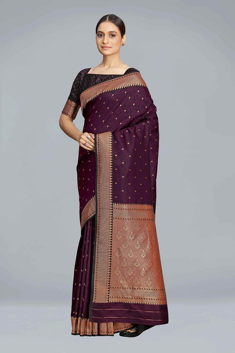 Purple Lace Banarasi Silk Zari Woven Saree