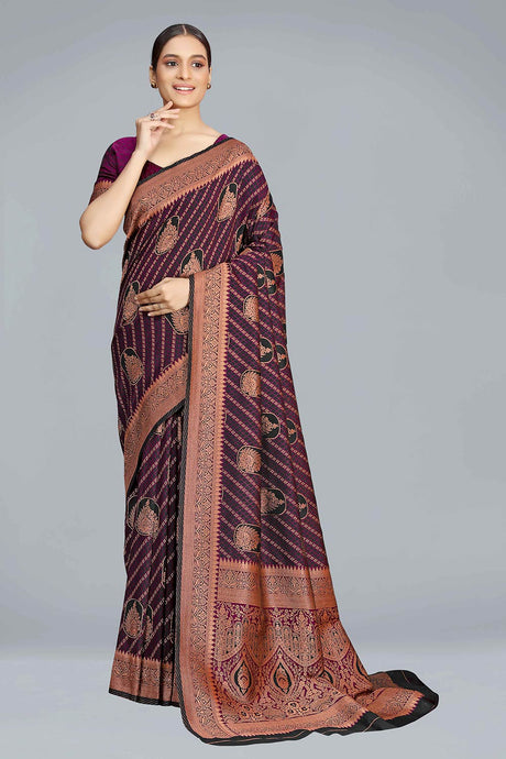 Purple Satin silk Zari Woven Saree