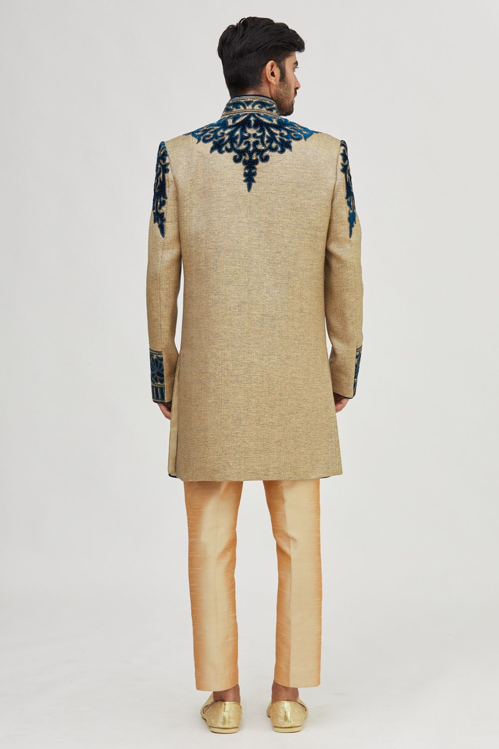 Gold Jute & Velvet Sherwani Pant