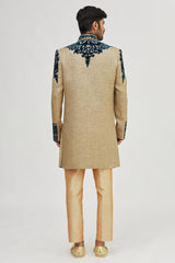 Gold Jute & Velvet Sherwani Pant