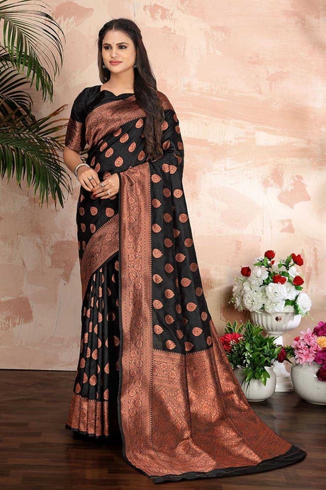Black Banarasi Silk Zari Woven Saree