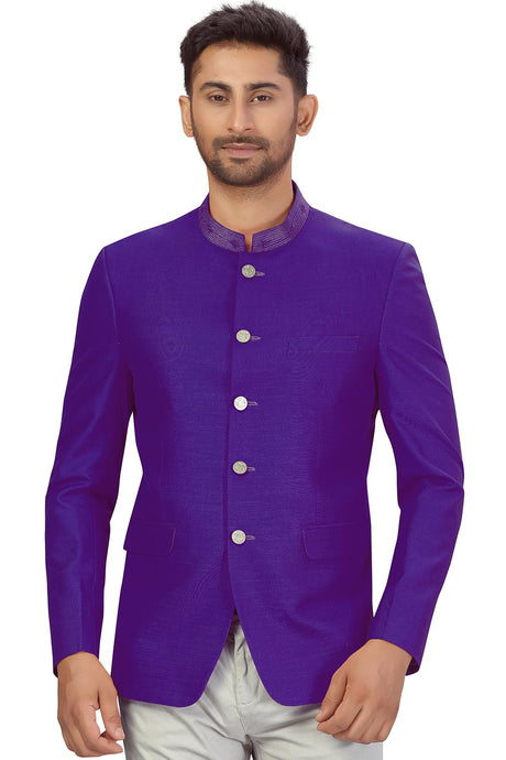 Buy Men's Art Silk  Solid Jodhpuri in Purple Online